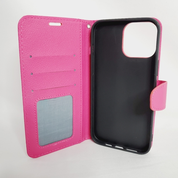 iPhone 13 Pro Max Hot Pink PU Leather Wallet Case - Picture 3 of 4